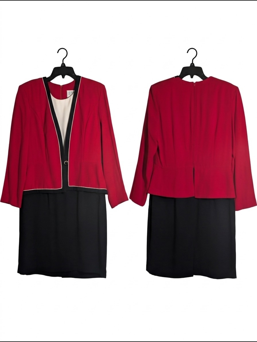 Julian Taylor Vintage 90s Mock 2-Piece Colorblock Dress Red Black 12P